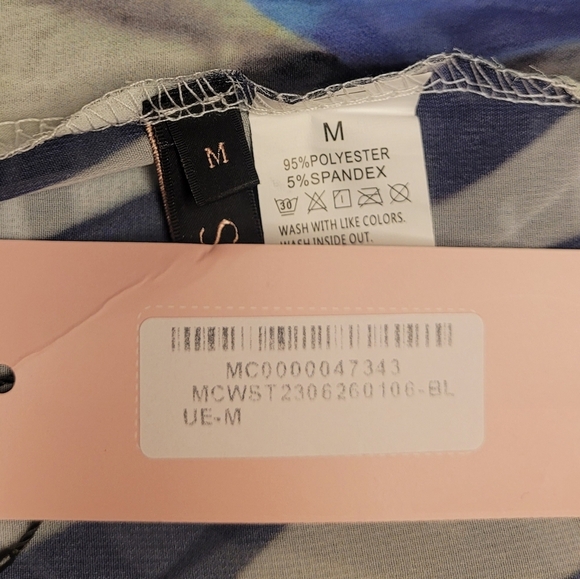 MICAS Aqua Zebra Print Women's Top. SZ M NWT - Picture 5 of 9